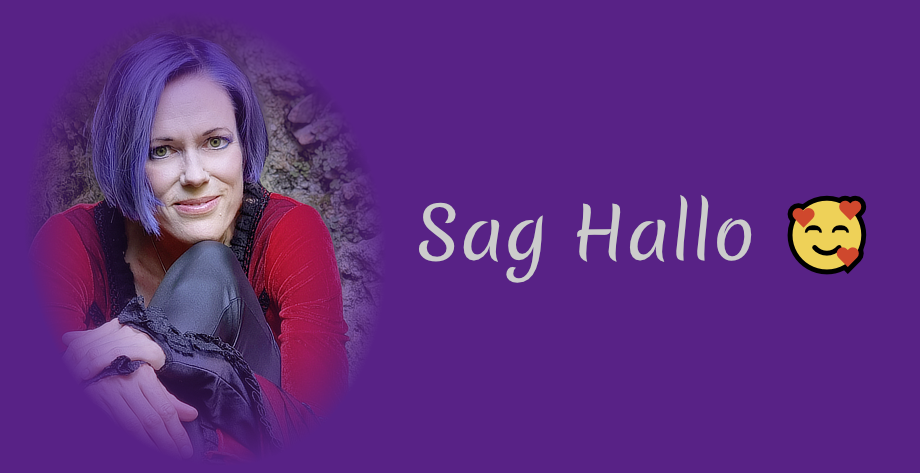 Autorenfoto von Konstanze Melanie Treber mit Text: "Sag Hallo"